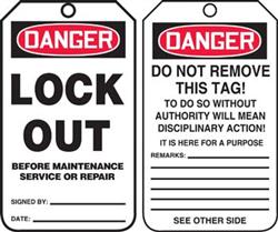 Danger Lock Out Tag - 5 Pk